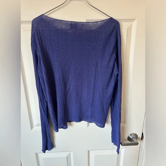 EILEEN FISHER DARK PURPLE Women's Linen Top. - Picture 7 of 10
